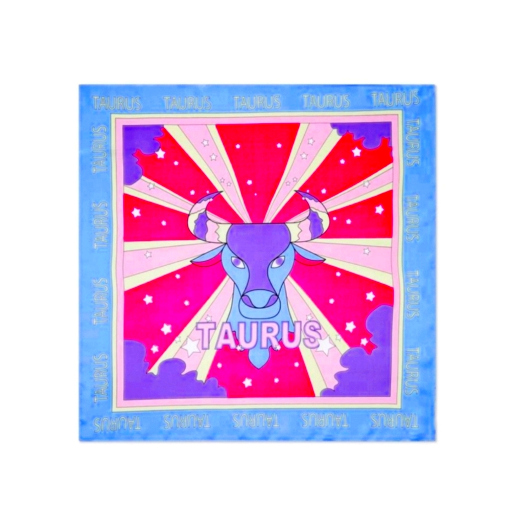 Taurus Star Sign Print Satin Scarf - Zodiac Collection